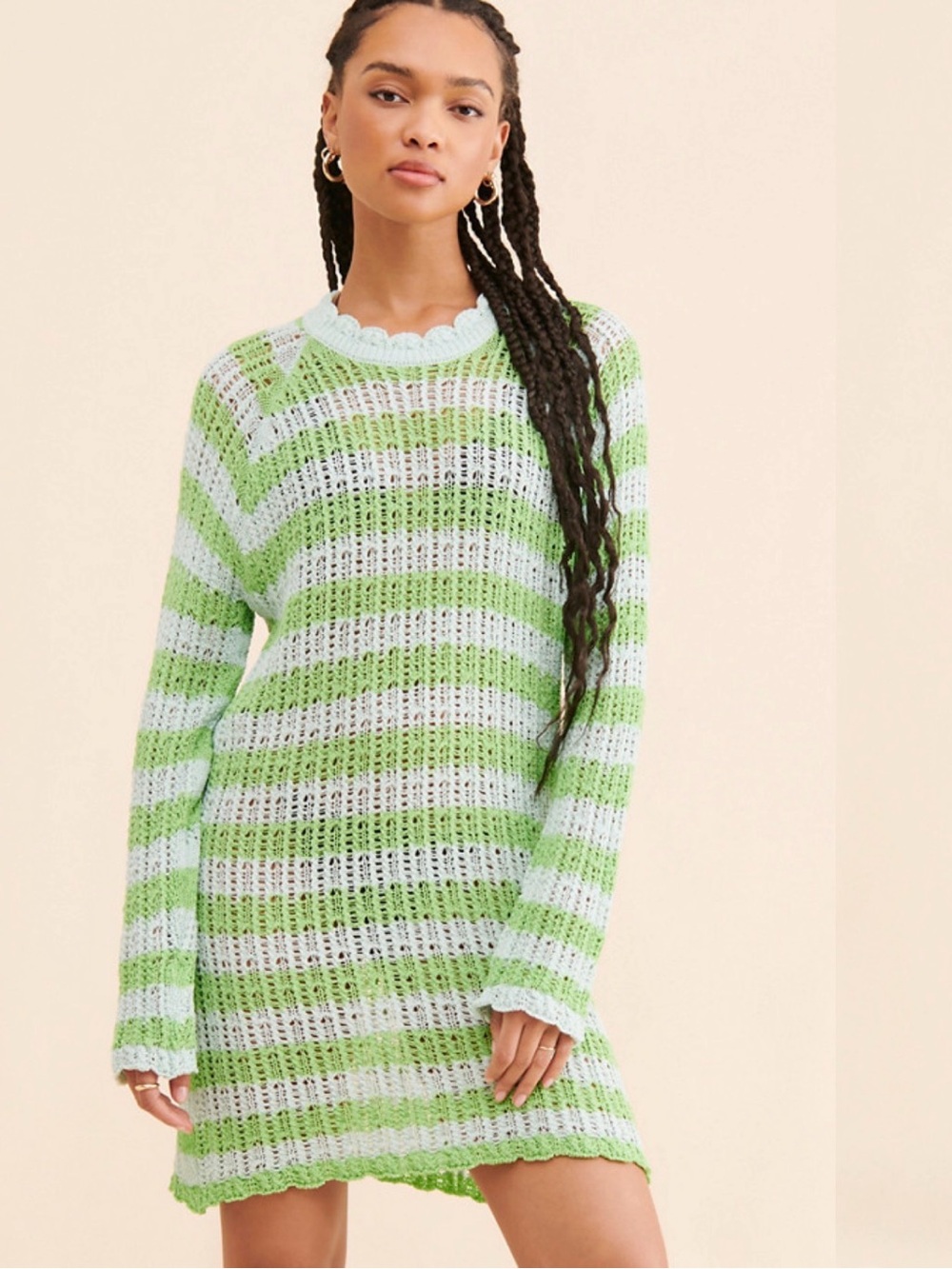 Anthropologie Brand 4SI3NNA Crochet Stripe Beach Dress